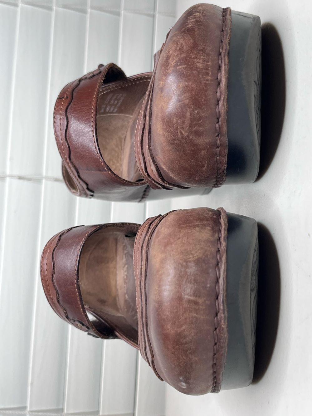 Dansko Harlow Sz 38 Leather Boho Floral Mary Jane Clogs - Picture 12 of 14